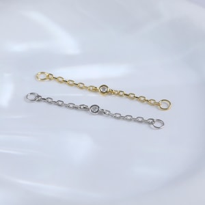Sterling Silver Moissanite Cartilage Wrap Chain • 14K Gold Helix Industrial Bar Chain • Bezel Setting Diamond Conch Nose Piercing Chain