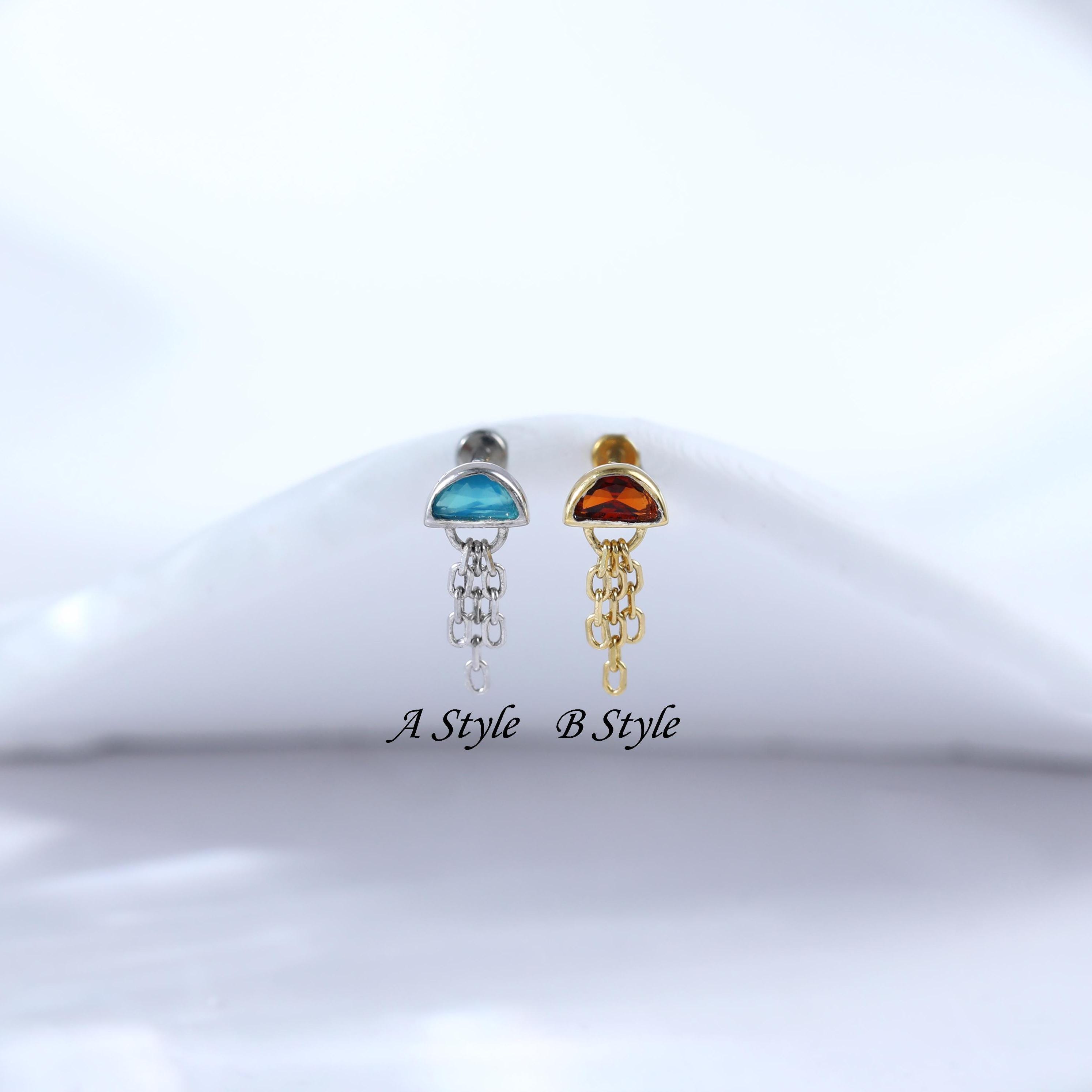 Piercing Labret Con Piedritas Color Oro Rosa - Foto 2