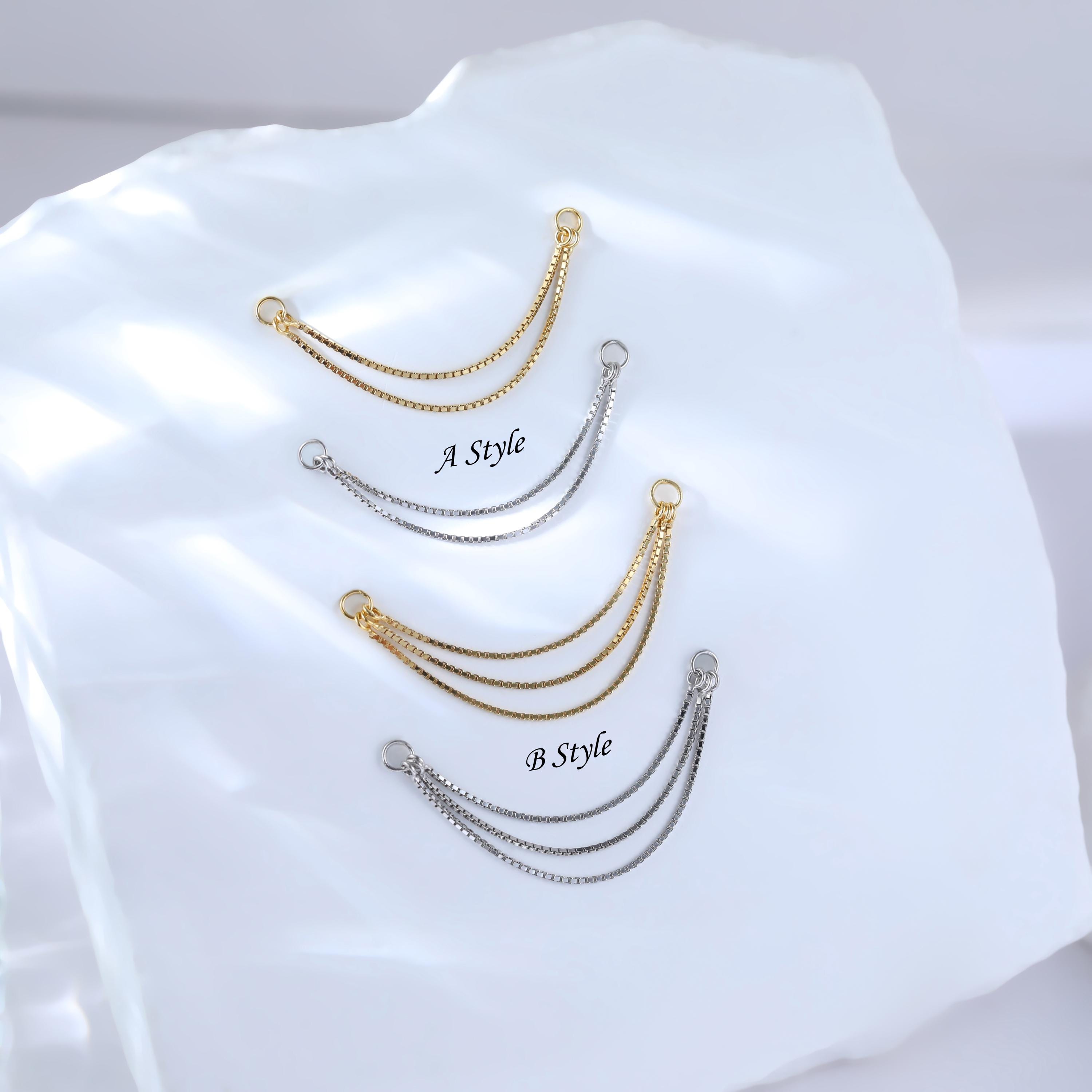 14K Gold Plated Double Box Chain, Sterling Silver Triple Helix