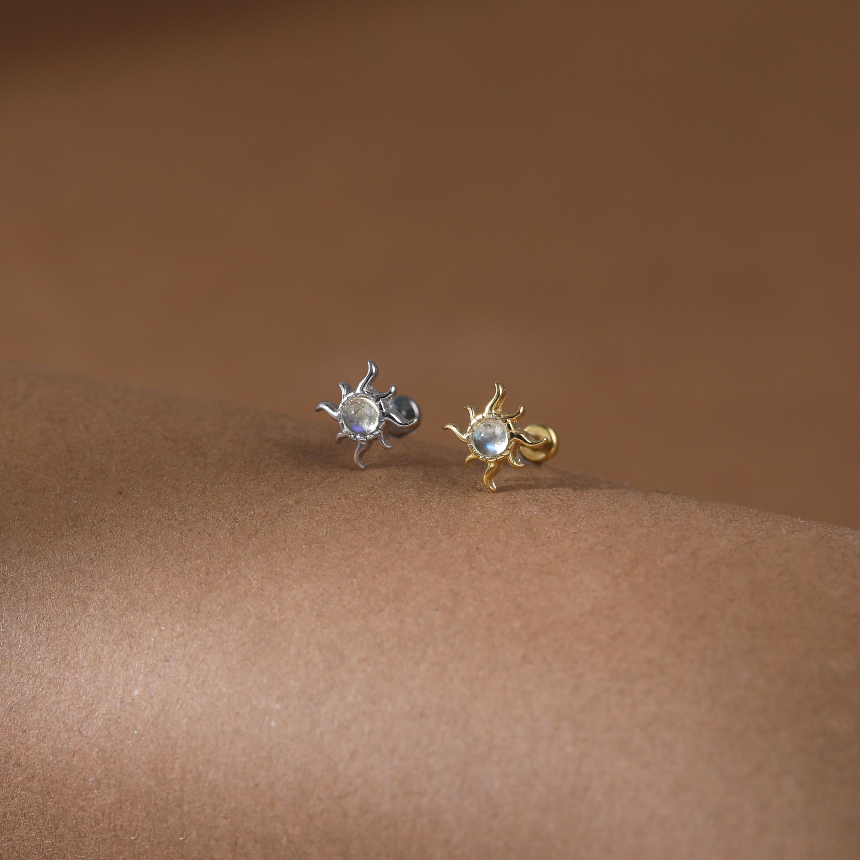 Piercing Courbé étoiles 4 CZ - 16g (1.2mm) 6mm - Pour Hélix, Tragus, Labret - Neuf Avec étiquettes
