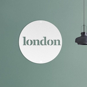 Appeso in metallo Londra, Arte murale con nome della città, Cartello in acciaio The Big Smoke, Stampa in metallo per inaugurazione della casa nel Regno Unito, Decorazione per immagini da ufficio, Appeso in metallo Europa
