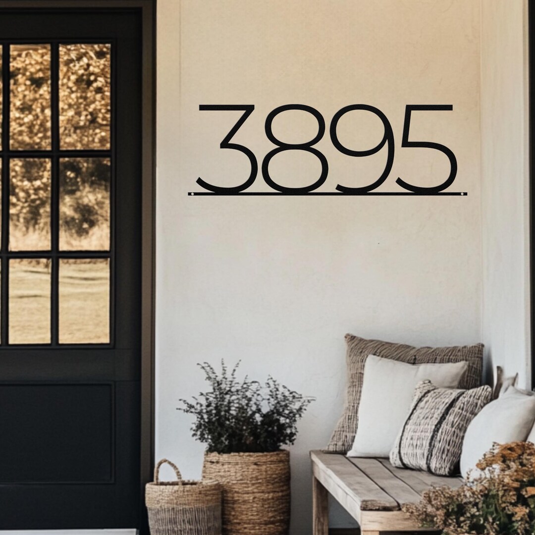 Custom House Number Metal Sign, Minimalist Address Steel Art, Vertical ...