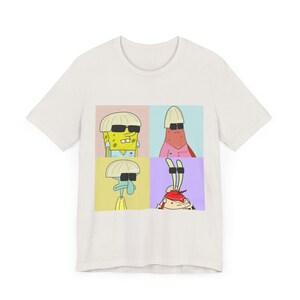 Spongebob The Beetles T-shirt, grappig retro vintage T-shirt, shirt met korte mouw, cadeau muziekfan, leuk grafisch T-shirt, cartoon band T-shirt