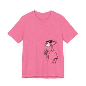 Camiseta Boba de Pantera Rosa, camiseta divertida, camiseta unisex de manga corta, regalo para amantes de Boba, linda camiseta de dibujos animados