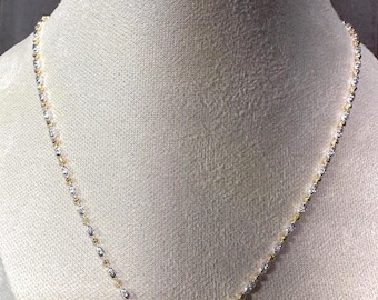 Adjustable Sterling Silver Ball Chain Necklace: Gold & Silver Diamond-Cut Beads