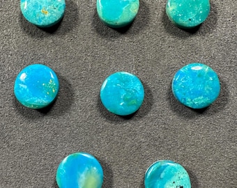 Natural Peruvian Blue Opal Gemstone: Round Sea Blue Mineral (10X10X3.5mm)