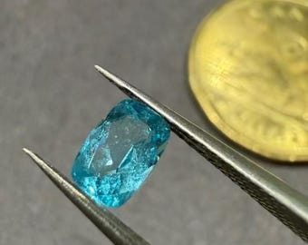 Natural Blue Apatite 0.65ct Madagascar | Light Neon Blue Cushion Cut Gemstone for Custom Jewelry