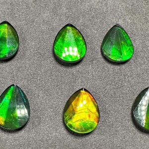 Natural Ammolite Loose Gemstone:  Pear Shaped  (15x12mm) For Jewelry Making