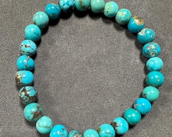 Sky Blue Turquoise Bracelet: Natural Gemstone 6-6.5 Inch