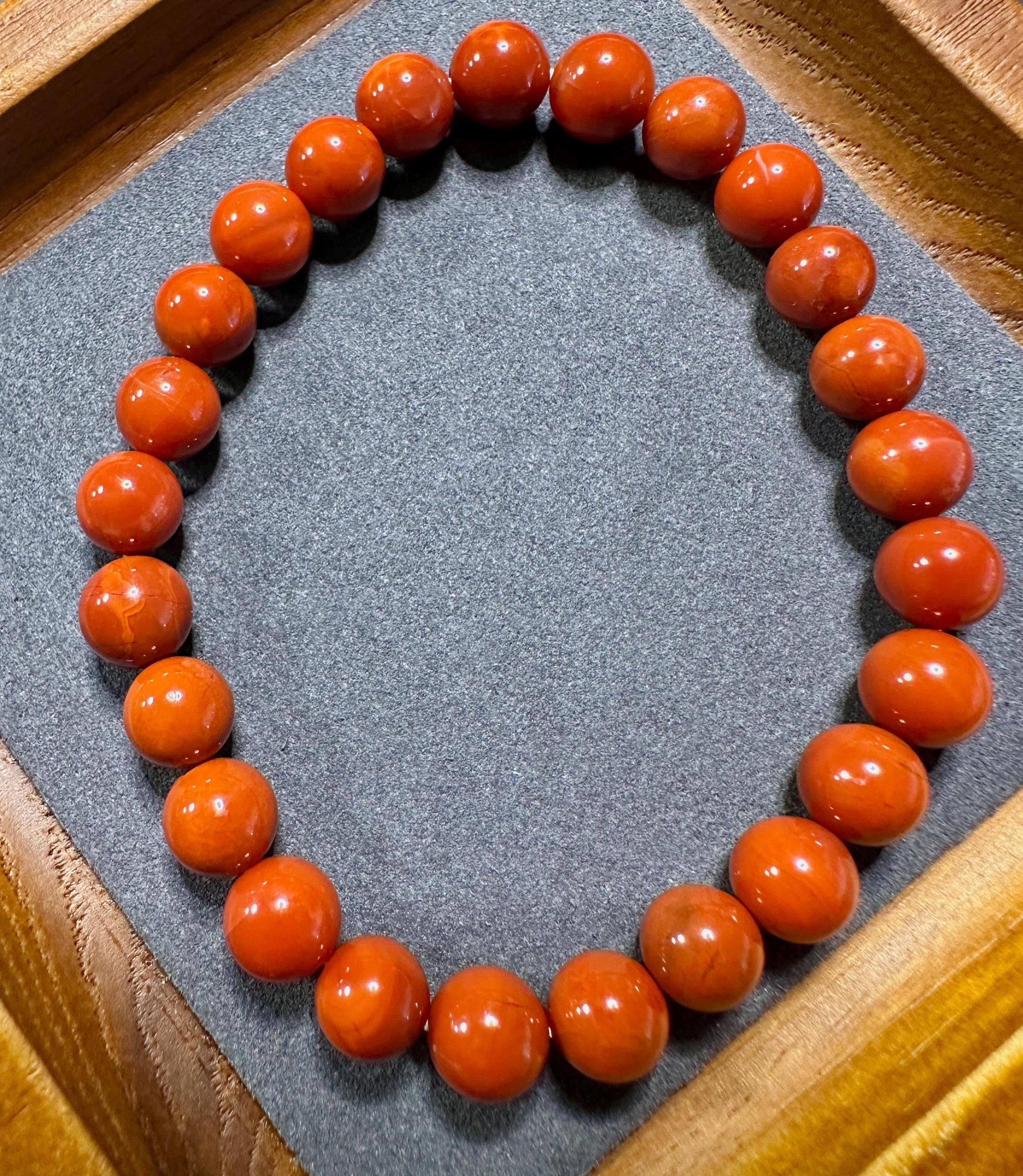 Natural Nanhong Agate Bracelet: Baoshan Persimmon Red Gemstone - Etsy