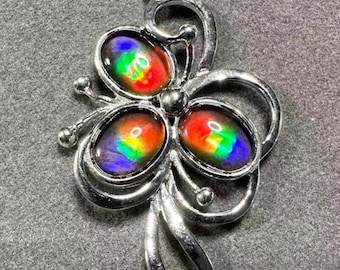 VVID Rainbow Color Ammolite Pendant – Sterling Silver, One-of-a-Kind Fossil Gemstone