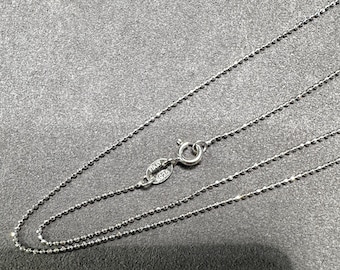 Colar de corrente de bola de prata esterlina: conta de 1 mm com lapidação de diamante, banhada a ródio