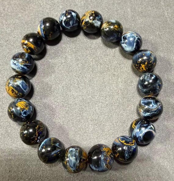 Genuine Natural Namibian Pietersite Smooth Round Beaded Bracelet