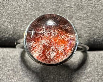 Natural Colourful Inclusion Garden Quartz Lodolite Adjustable Ring