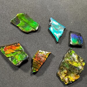 カナダ産 アンモライト 樹脂スタビライズ加工 天然宝石 化石 標本 両面遊色あり カナダ産アンモライト標本：ペンダント用天然化石宝石 - Etsy 日本