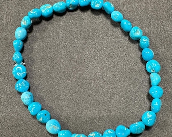 Arizona Bluebird Turquoise Bracelet: Nugget Gemstone Beads, 6-6.5 Inch