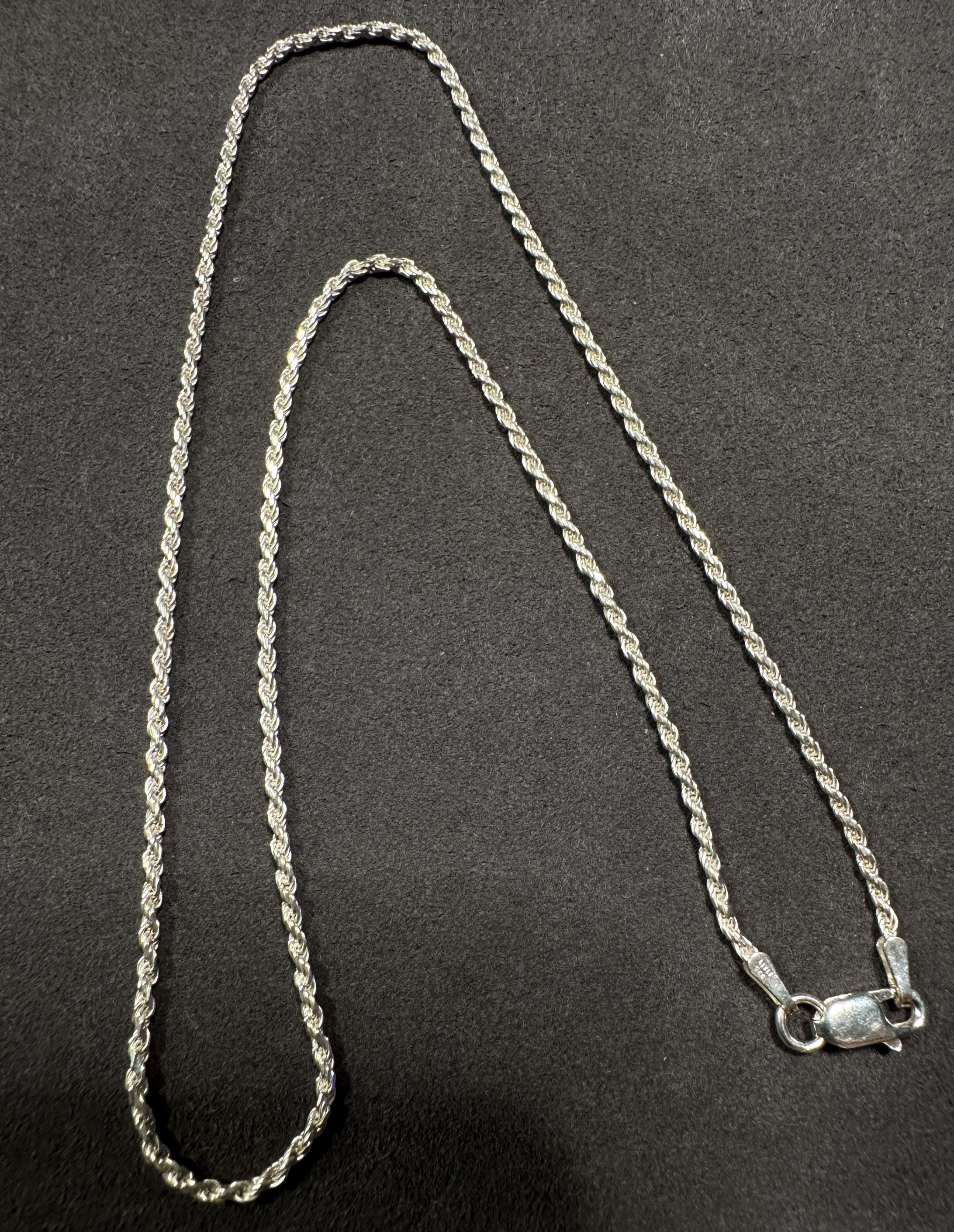 イタリア製スターリングシルバーロープチェーンネックレス - 1.5 mm 