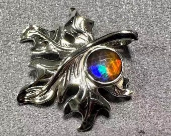 Natural Canadian Ammolite Pendant 925 Sterling Silver With Unique Gemstone