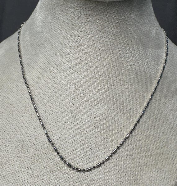 Sterling Silver 1.5MM Diamond Cut Bead Chain Necklace: Adjustable Rhodium Plated