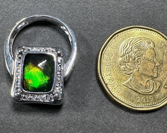 Natural Ammolite Pendant & Ring – 2-in-1 Design| Sterling Silver
