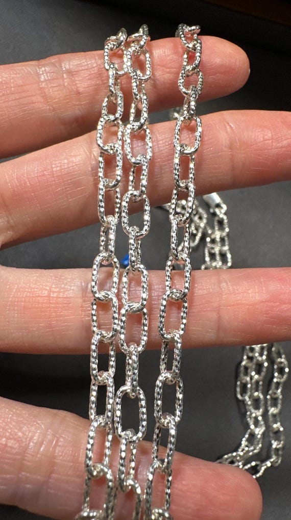 Diamond-Cut Oval Sterling Silver Chain: Adjustable（Up to 24 inches) Unisex Necklace