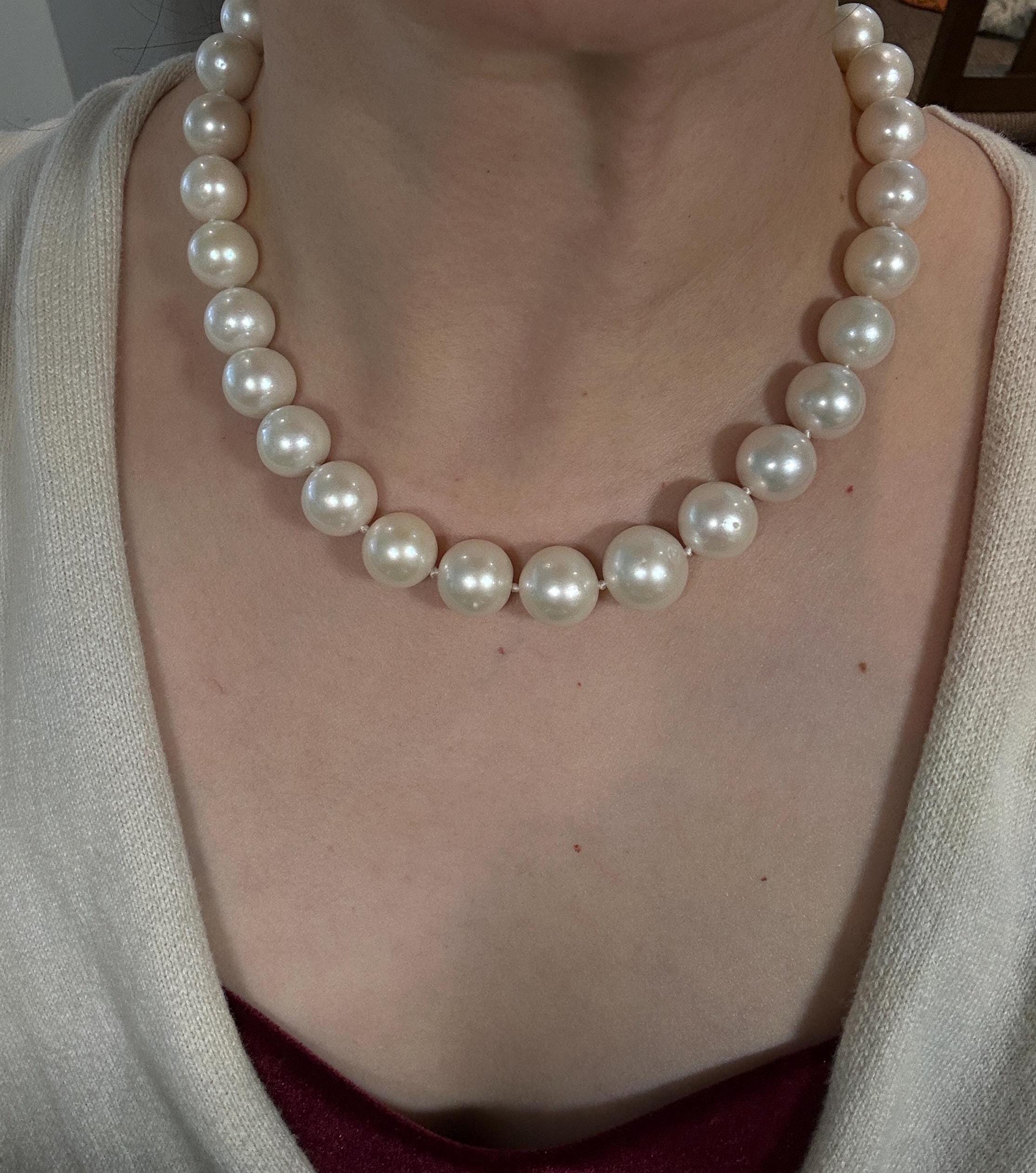 Collana Pendente Perla Mari Del Sud Nihama 13/14 Oro Bianco Con Diamanti - Foto 4