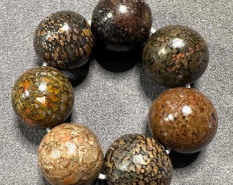 Dinosaur Bone Agate Gemstone Beads: Round Utah Gem Beads for Jewelry Making