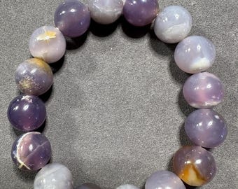 Pulseira de Calcedônia Roxa Natural: Contas de Pedras Preciosas da Indonésia