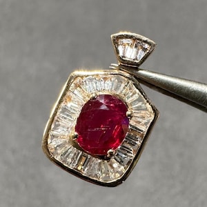 Natural Ruby Pendant in 18K Solid Gold with Diamonds | Fine Jewelry Gift | Dainty Luxury Necklace Charm | Unique Pendant Gift| Daily Jewelry