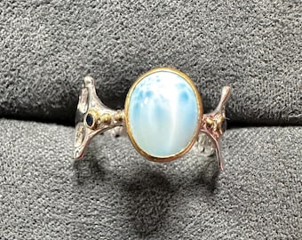 Natural Larimar Sterling Silver Ring — Unique  Design | Special Price Ring Collection