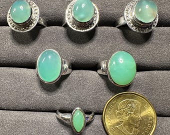 Natural Aqua & Green Chrysoprase 925 Sterling Silver — Special Price Ring Collection