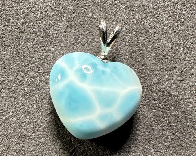 Web Pattern Larimar Heart Pendant: Rhodium-plated Sterling Silver - Etsy