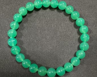 Natural High-Transparency Australian Chrysoprase Bracelet 7MM Vivid Green Gemstone Beads