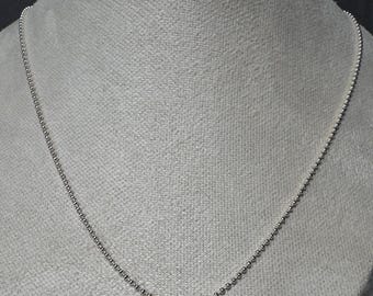 Italian Sterling Silver Ball Chain Necklace: Minimalist Beaded Pendant Chain