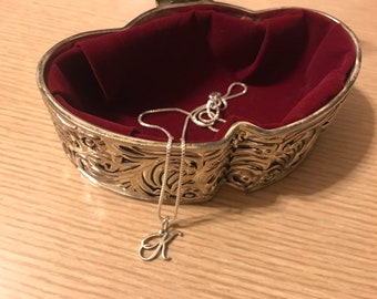 Vintage Double Heart Silver Jewelry Box