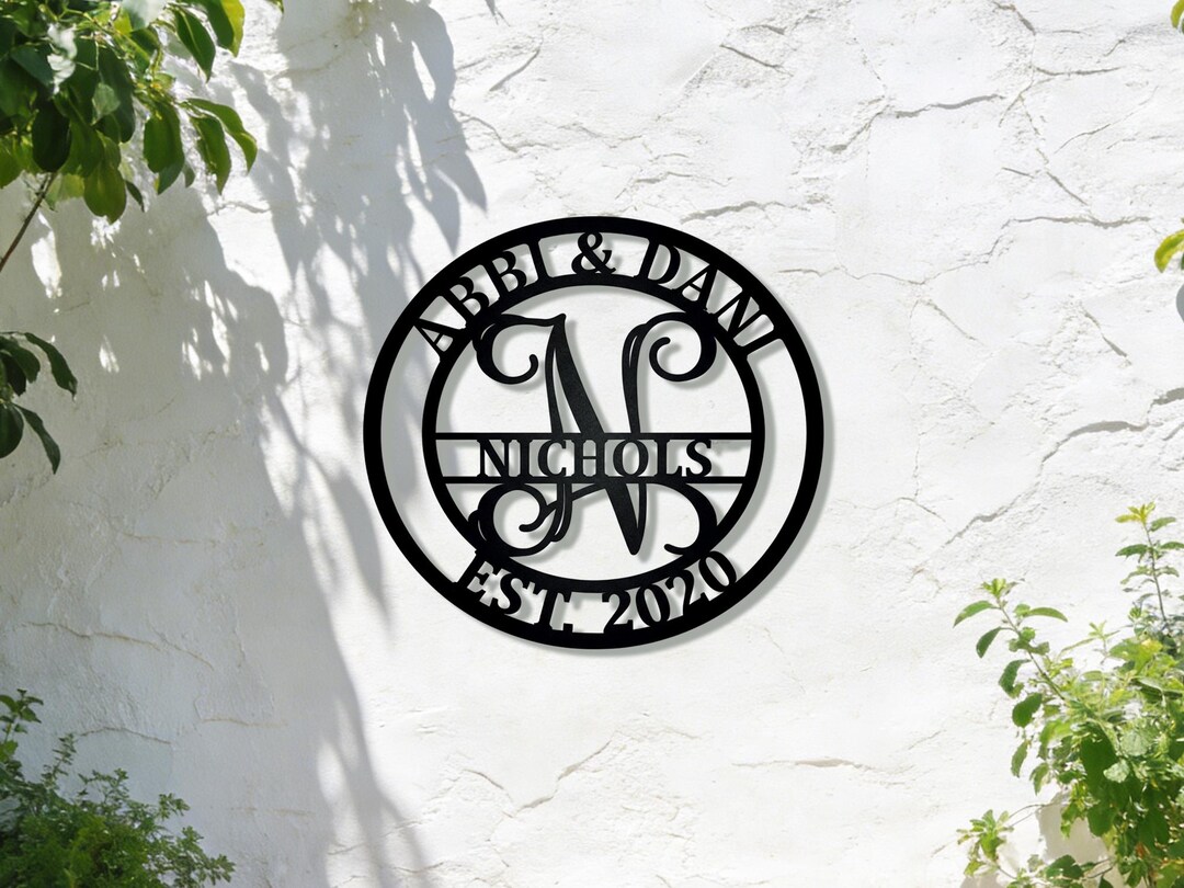 Custom Family Name Metal Monogram Sign – Personalized Last Name Wall ...