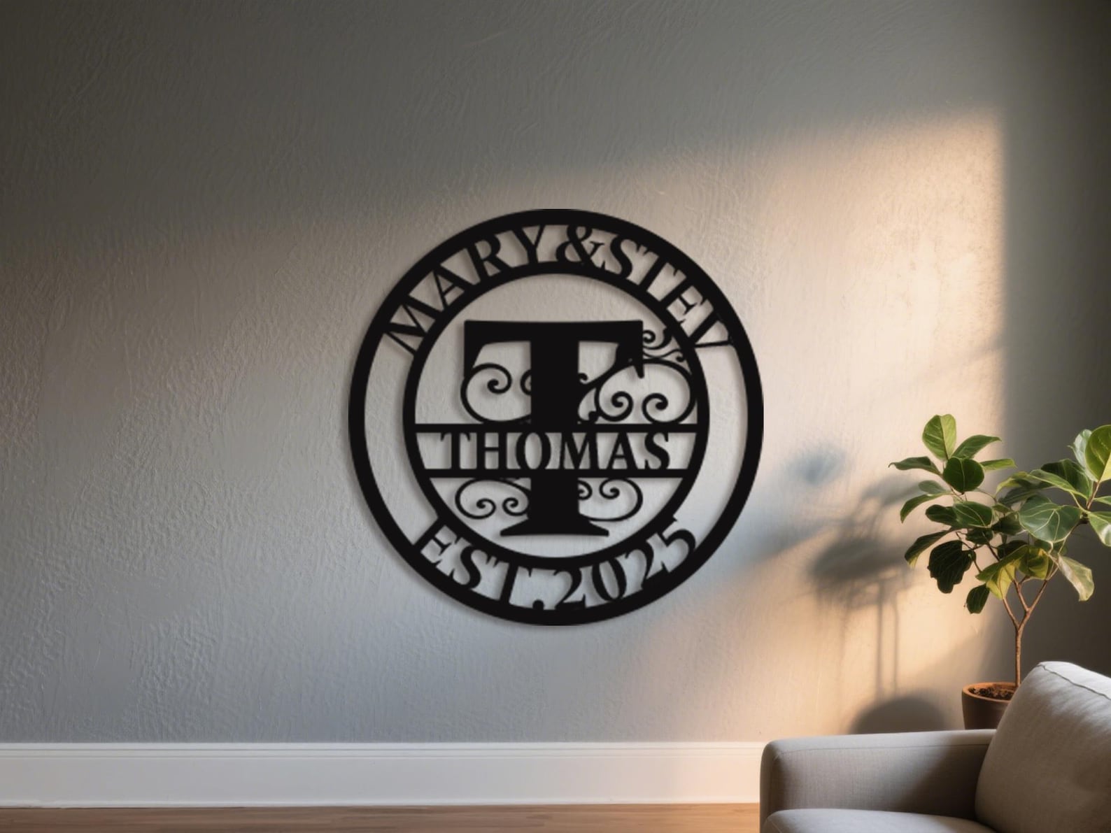 Personalized Metal Monogram Sign, Custom Family Name Metal Sign ...