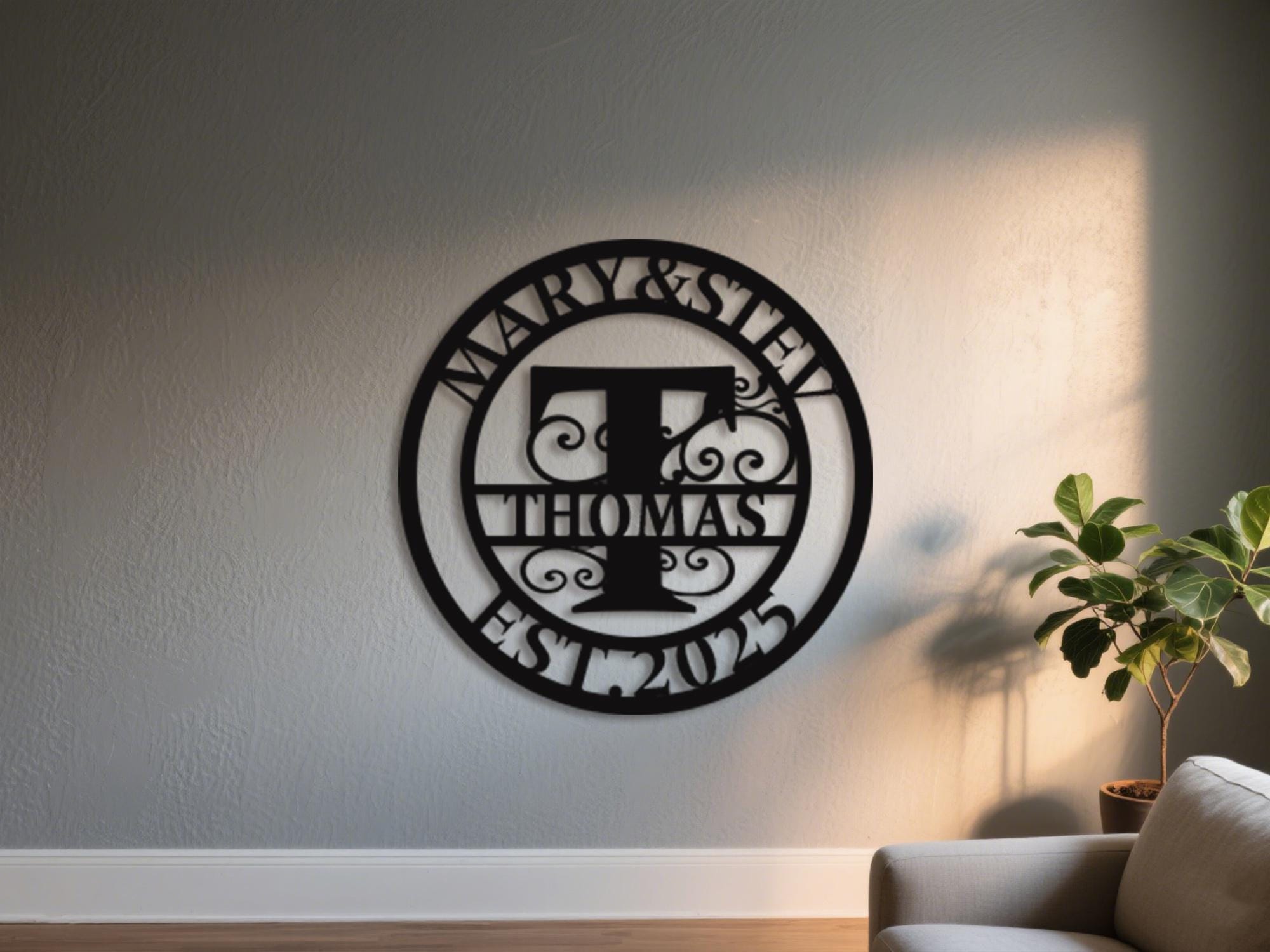 Personalized Metal Monogram Sign, Custom Family Name Metal Sign ...