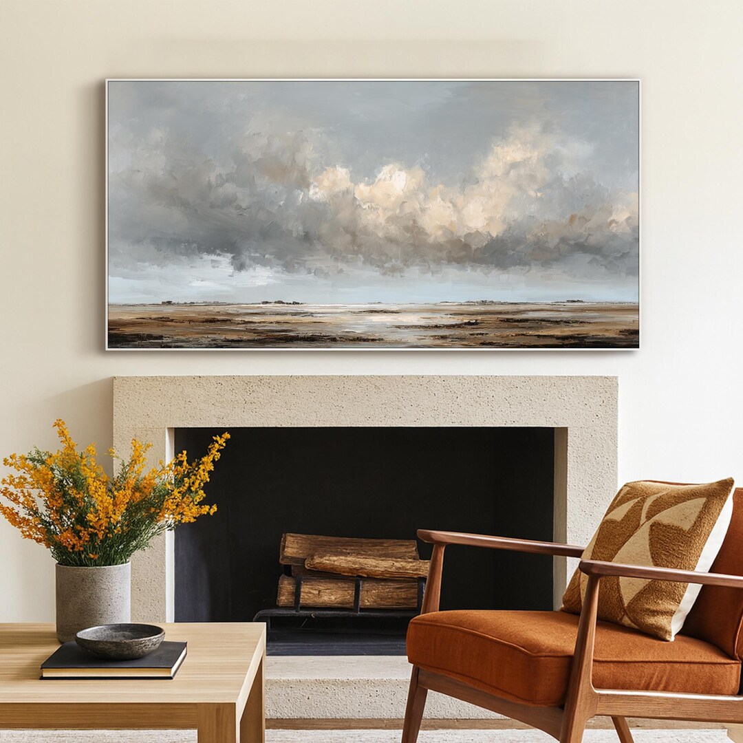 Large Abstract Cloud Oil Painting on Canvas Soft Textured Blue Wall Art ...