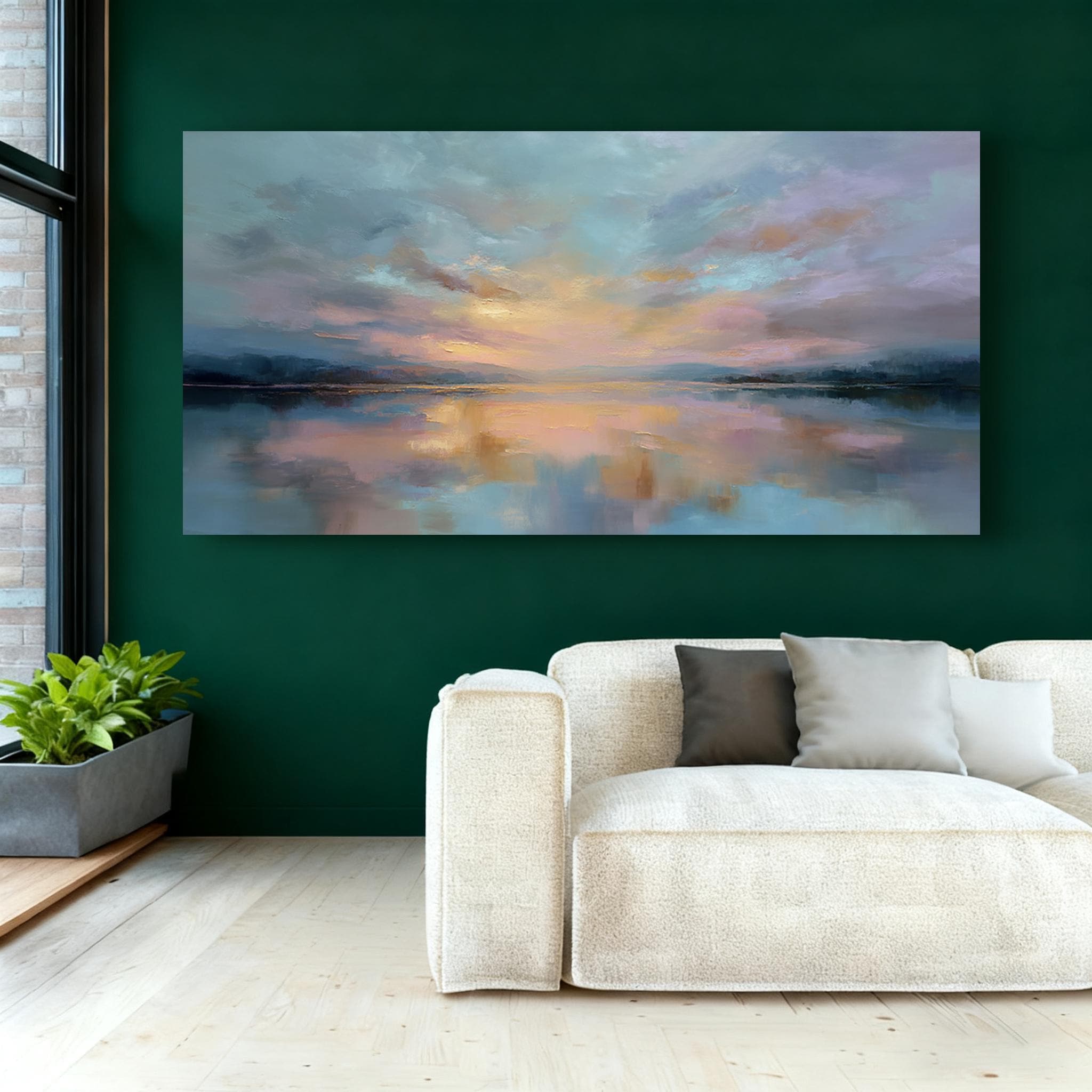 Abstract Sunset Oil Painting on Canvas Textured Landscape Wall Art ...