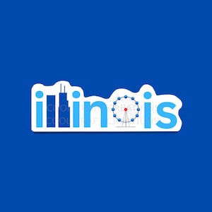 Illinois Sticker, Chicago Sticker, Fun Illinois State Souvenir, Illinois Native Gift, State Pride Vinyl Sticker