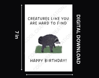 Funny "Hard to Find" Birthday Card: Woodland Animal (Digital Download PDF)