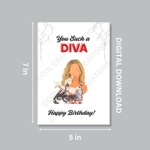Biglietto di auguri di compleanno stampabile - Such a Diva / Biglietto di auguri per lei / Biglietto di auguri di compleanno sulla cultura pop