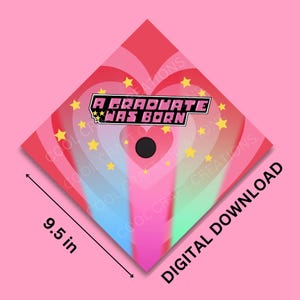 Afdrukbare pettopper met roze hart | Digitale download | Afstudeerpet popcultuur