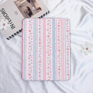 Pink Flower Girly iPad Case With Pen Holder,iPad Cover for iPad A16/10/9,New iPad Air 7-11/13″,iPad Mini 6/7th,iPad Pro 2024/2022/2021 Cover