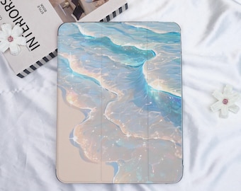 Shining Waves iPad Case With Pencil Holder,iPad Cover for iPad A16/10/9th,New iPad Air 7-11/13″,iPad Mini 6/7,iPad Pro 2025/2024/2022 Cover