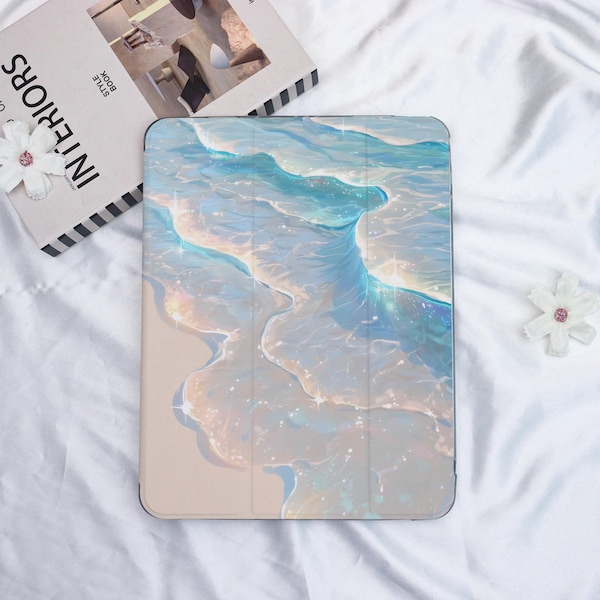 Shining Waves iPad Case With Pencil Holder,iPad Cover for iPad A16/10/9th,New iPad Air 7-11/13″,iPad Mini 6/7,iPad Pro 2025/2024/2022 Cover