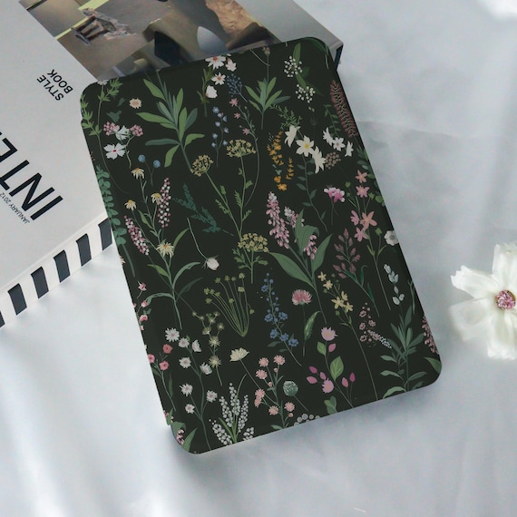 Herbal Plants Black Kindle Case,Kindle 8/10/11th,PaperWhite 5/6/7th,Personalized Gifts,PaperWhite 2024,Kindle Colorsoft Case,Auto Wake/Sleep