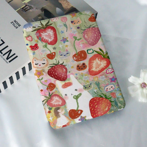 Strawberry Cute Kindle Case,Kindle8/10/11th,PaperWhite7/10/12th,Personalised Gift,PaperWhite 2024,Kindle Colorsoft Case,Auto Wake/Sleep,Girl