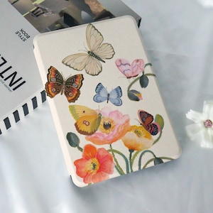 Schmetterling Blume Kindle Hülle, Kindle 10/11, PaperWhite 6/7/10th, personalisierte Mädchen Geschenk, PaperWhite 2024, Kindle Colorsoft Case, Auto Wake/Sleep